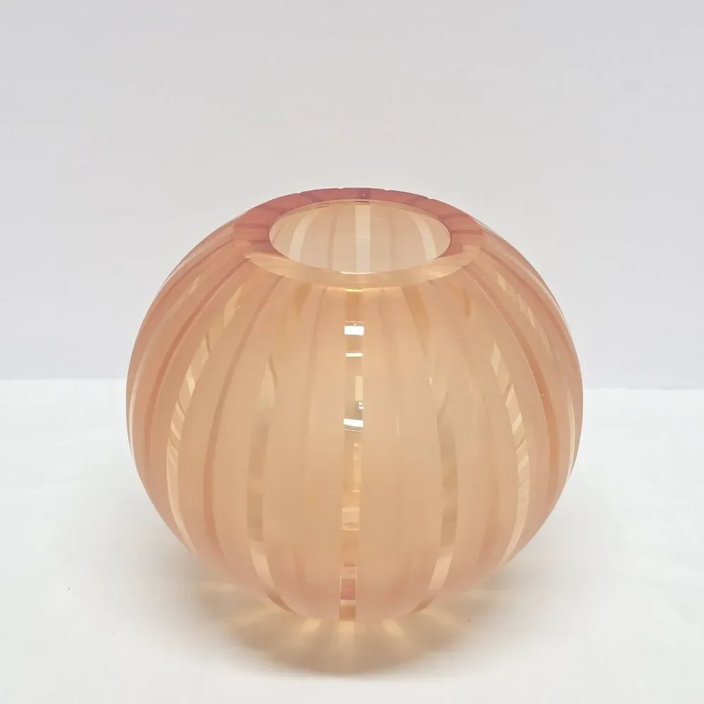 Vintage Waterford Evolution Blush Amber Striped Round Vase 5.25